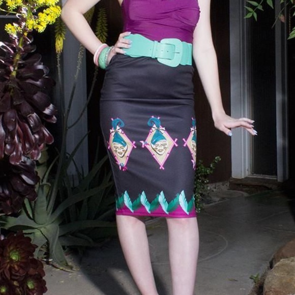The Oblong Box Shop Dresses & Skirts - Oblong Box Shop Tiki Shrunken Head Pencil Skirt